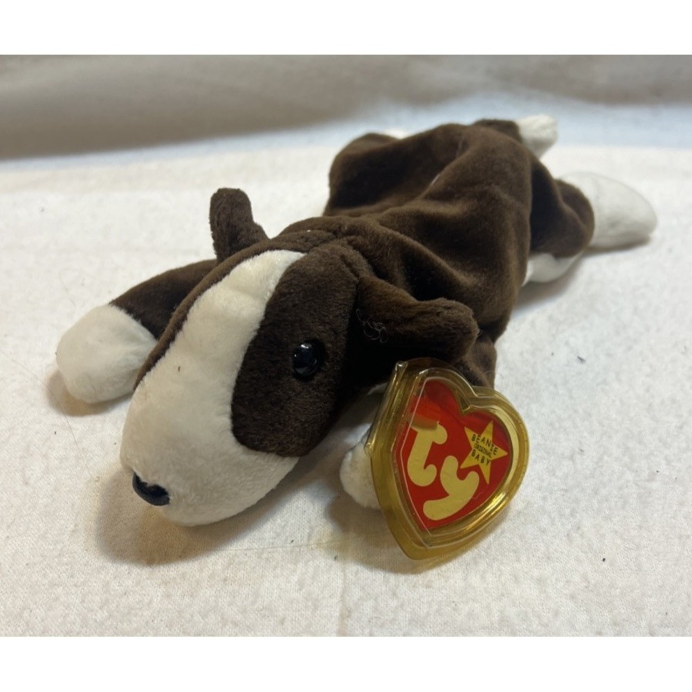 Ty Beanie Baby Bruno Chocolate Brown Bull Terrier Dog 9" 1997 Boys Girls 3